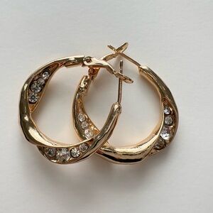 Gold Crystal Hoop Earrings - Classic Women Jewelry